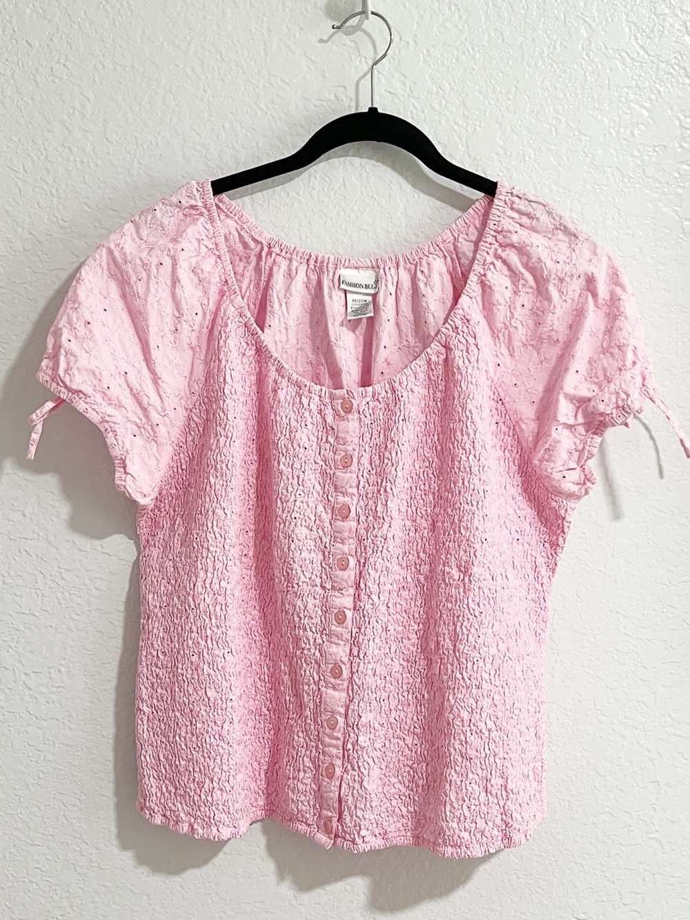 Fashion Bug Pink Smocked Textured Top Girlie Feminine 18/20 Barbie